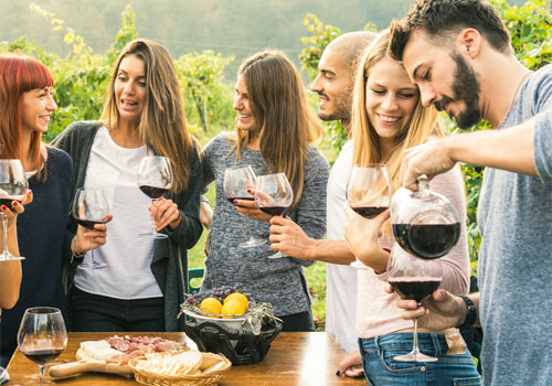 Group of people in vineyard